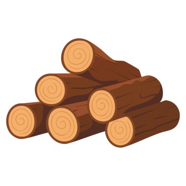 Kamp ateşi yakacak odun yığını. Ahşap illüstrasyon. Kamp için uygun vektör sanat eserleri.