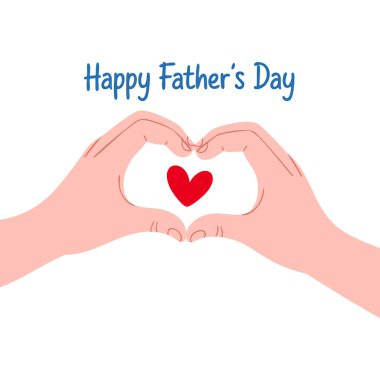 Karikatür Babalar Günü kaligrafisi baba ve çocuğun el hareketleriyle tebrik kartları ve duygusal aile temalı tasarım için ideal sevgiyi gösteriyor.