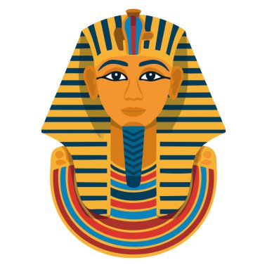 Antik Mısır firavununun karikatür çizimi Mısır 'a renkli kral Tutankamon heykel vektör elementi tanıtım poster tasarımı simgesi düz tasarım için seyahat