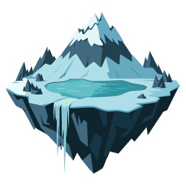 Oyun vektörü illüstrasyonu için karikatür izometrik buzlu ada oyun tasarımı için mükemmel ortam donmuş manzara veya kış temalı yaratıcı sahneler