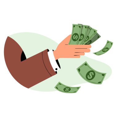 Çizgi film stili eller nakit para vektör çizimi mali başarı gelir konsepti iş ve finansman temalı yaratıcı tasarımlar için uygundur