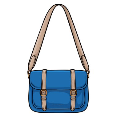 Moda aksesuarları yaşam tarzı markalaşması veya moda temalı modern sanat eserleri için uygun detaylı vektör stili ile oluşturulan hipster çanta illüstrasyonunu kapat