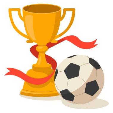 Şampiyon kupa topu ve madalyalarının renkli çizgi film çizimi okul eğitimi başarı ödülü ve temalı tasarımları öğrenmek için ideal.