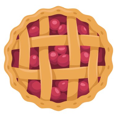 Tatlı, yiyecek, fırın ve tarif yaratıcı tasarımlar için ideal tatlı meyve dolu hamur hamuru illüstrasyonuyla pişirilmiş kızılcık turtası.