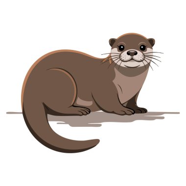 Beyaz arka planda sevimli kahverengi su samuru komik hayvan karakter çizimi çocuk eğitim posteri ya da eğlenceli vahşi yaşam temalı tasarım için mükemmel.