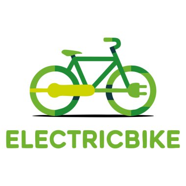 Teknoloji, temiz enerji taşıma markası ve modern çevre dostu kimlik grafikleri için uygun buji sembolü kullanan elektrikli bisiklet vektör logo şablonu