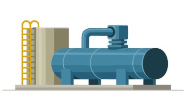 Motorlu taşıt yakıt tesisi, ulaşım veya endüstriyel temalı yaratıcı tasarımlar için uygun metal tank vektör ilüstrasyonuyla doldurma istasyonu