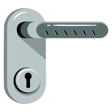 Metal kapı kolunun düz stil çizimi ve kilit ev dekorasyonu mimari ve donanım temalı ev dekorasyonu için ideal.