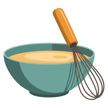 Seramik kâse vektör illüstrasyonunda taze hazırlanmış hamur çırpılmış mutfak pişirme veya çizgi film tarzı sanat eserleri için mükemmel.