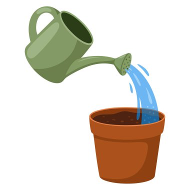 Bahçe fıskiyesi, bitki özlü vektör illüstrasyonuyla izole edilmiş tasarım elementi bahçe sulama çevre dostu ve açık hava temalı sanat eserleri için mükemmeldir.