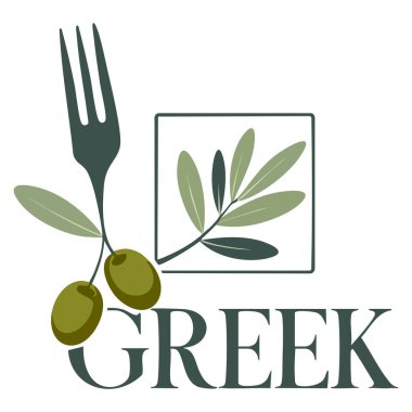 Yunan mutfağı logosu veya menü şablonu geleneksel gıda dükkanı kafesi ve otantik mutfak temalı sanat eserleri için uygun bir restoran markası çizimi