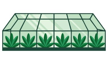 Cam duvarlı sera tarım inşa vektör illüstrasyonu tarım bitkisi yetiştirme eğitimi veya kırsal tasarım temaları için ideal