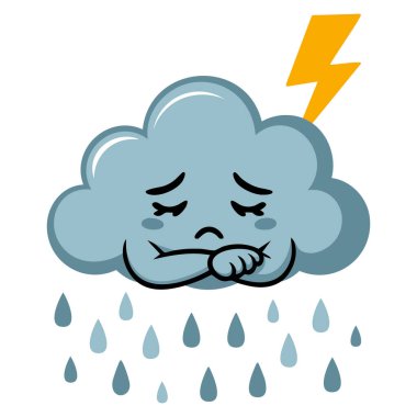 Katlanmış silah vektörü illüstrasyonuyla huysuz mavi bulut yağmur ve şimşek hava, fırtına, karikatür ve yaratıcı temalı sanat eserleri için mükemmel.