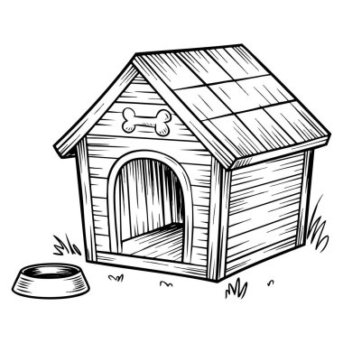 Köpek maması illüstrasyonlu el çizimi köpek evi hayvan bakım evi tasarımı ve çizgi film tarzı yaratıcı element için mükemmel.