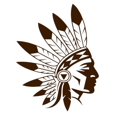 Amerikan Hindistanının logo, rozet, kültür ya da mirasa uygun baş vektör tasarımının elle çizilmiş çizimi yaratıcı sanat eserlerine ilham kaynağı oldu