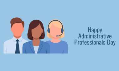 İdari İşçilerin İdari Profesyoneller Günü temsili ofis kutlama kartı veya poster için ideal erkek ve kadın ikonu.