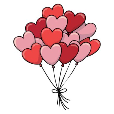 Kalp şeklinde balonlar beyaz arka planda izole edilmiş sevgililer günü konsepti aşk romantizmi kutlaması ve şenlikli dekorasyon için idealdir.