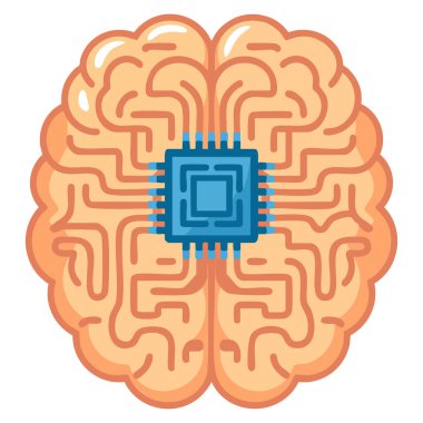 Gelecekteki nanoteknoloji kavramı olarak çip vektör çizimi yerleştirilmiş insan beyni bilim teknolojisi yeniliği ve tıbbi araştırma temalı tasarımlar için idealdir.