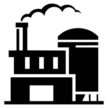 Biyogaz vektör illüstrasyonunu tasvir eden bir fabrikanın simgesi yenilenebilir enerji, yeşil enerji, sürdürülebilir teknoloji ve çevre dostu kavramlar için mükemmel izole edilmiştir.