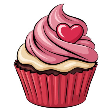 Beyaz arka planda izole edilmiş tatlı tatlı tatlı bir kek tasarımı fırın temalı kutlama ya da tatlı yemek karikatürü için mükemmel.