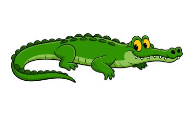 Beyaz arka planda timsah resmi vahşi yaşam, hayvan, sürüngen, orman ve doğa temalı sanat projeleri için ideal vahşi vektör tasarımı