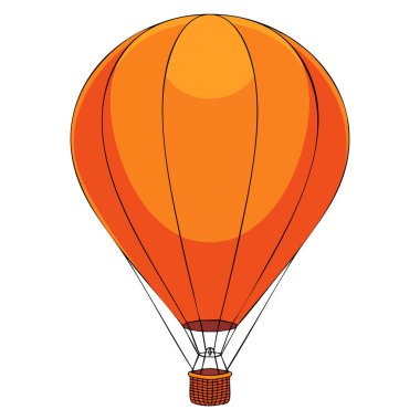 Beyaz zemin üzerinde izole edilmiş turuncu sıcak hava balonu tasviri tek vektör resim festival, macera, seyahat ve eğlence temalı yaratıcı sanat eserleri için mükemmeldir.