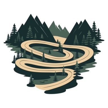 Macera yolculuğu için uygun orman ve yol ile ilham verici motivasyonel poster çizimi doğa tipografisi ve açık hava temalı sanat eserleri