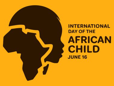 Uluslararası Afrikalı Çocuk vektör illüstrasyonu Günü şirin çocuk profil silüeti bebek başı simgesi afişi 16 Haziran önemli gün farkındalık tasarımı