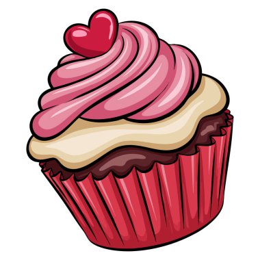 Beyaz arka planda izole edilmiş kek çizimi tatlı pasta ikram teması ya da tatlı yemek yaratıcı sanat eserleri için ideal bir tatlı tasarımı.