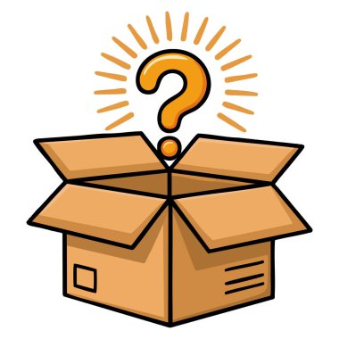 Yaratıcı tasarım temaları için bilinmeyen sürpriz paketi ve ilginç konsepti temsil eden beyaz arkaplan üzerindeki izole gizemli kutu vektör çizimi