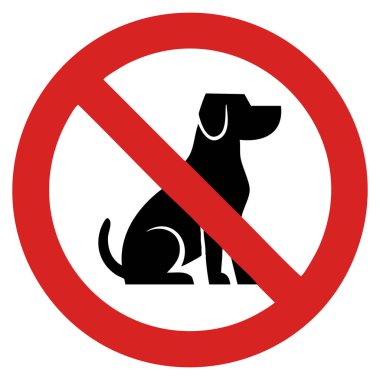 Beyaz arka planda köpek izole edilmemiş. Köpekler için yasaklama işaretleri var. Giriş için mükemmel.