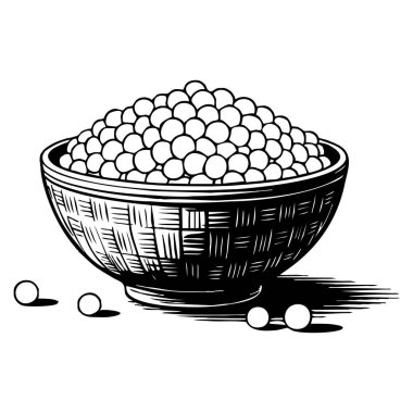 İzole edilmiş kırmızı somon yumurtası havyarı çizimi deniz ürünleri lezzeti, restoran dekorasyonu yemek tasarımı ya da gurme yemek kavramları için idealdir.