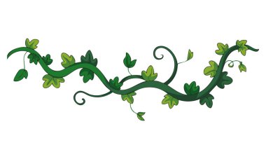 Yağmur ormanı flora arkaplan dokusu ya da botanik sanat çalışması için mükemmel yaprak illüstrasyon vektör desenli orman bitkisi liana dalları