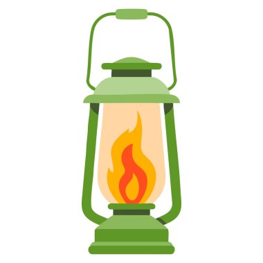 Yanan fitil vektör illüstrasyonlu gazyağı lambası turistik gezginler ve açık hava aydınlatma tasarımları için mükemmel izole edilmiş.