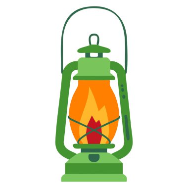 Yanan fitil vektör illüstrasyonlu gaz yağı lambası turistik kamp yürüyüşü ve açık hava seyahat ışıklandırma teması için mükemmel.