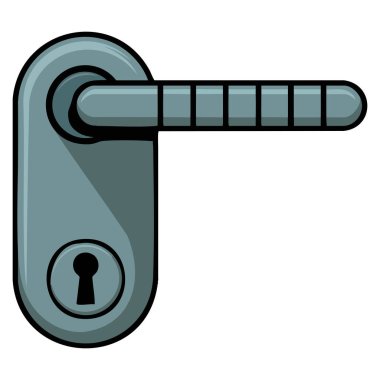 Metal kapı kolu ve kilit düz stil vektör illüstrasyon ev iç unsuru ev tasarımı yenileme veya mimari ve donanım temalı görseller için uygun