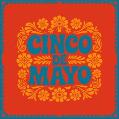 Meksika geleneksel renkli Noel Cinco de mayonez tasarımı poster kartı festival kutlaması için uygun kültürel dekorasyon ve parlak bayram temalı sanat eserleri