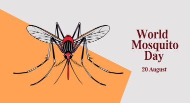 Cilt dünyasında sivrisinek ısırma günü 20 Ağustos vektör posteri sağlığın korunması, böcek eğitimi ve uluslararası temalı sanat eserleri için uygun.