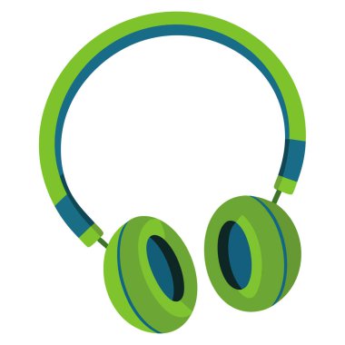 Müzik kulaklıkları vektör illüstrasyonu dinleme cihazı ses eğlence dijital medya teknolojisi ve müzik temalı tasarım kavramları için mükemmeldir.