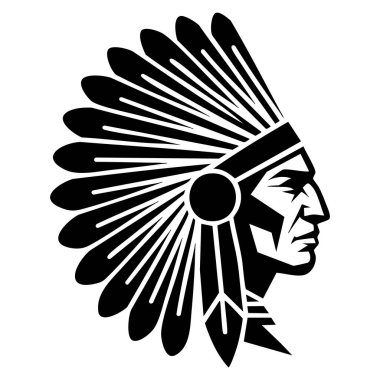 Kültürel, geleneksel, kalıtım, markalaşma veya kimlik temalı yaratıcı sanat eserleri için uygun simge logosu tasarımı için Amerikan Yerlisi vektör çizimi