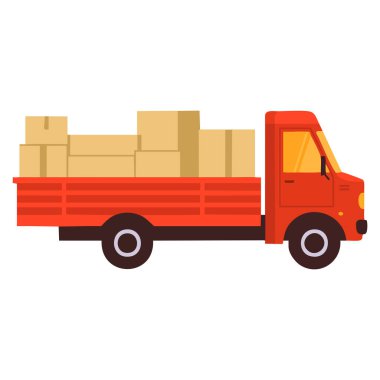 Açık güverte kargo kamyonu çizimi tasarım elementi nakliye lojistik ve ticari araç temalı sanat eserleri için mükemmel.