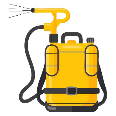 Turuncu basınçlı sprey kimyasal böcek ilacı vektör illüstrasyonu böcek ilaçlama servisi ekipmanları ve bahçe uygulaması tasarımları için mükemmel