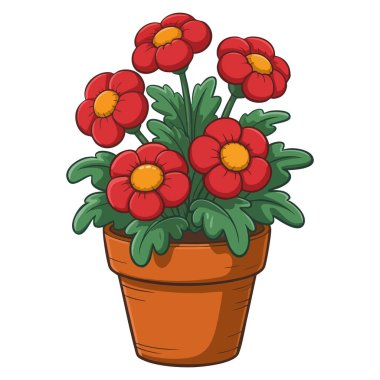 Beyaz arkaplan illüstrasyonunda bir saksı çiçek dekoru ev tasarımı veya çiçek temalı sanat eserleri için mükemmel izole vektör tasarımı elementi