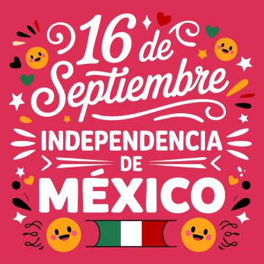 16 de septiembre dia de independent dencia de Mexico 16 Eylül Meksika bağımsızlık günü İspanyolca metin vatanseverlik için mükemmel kültürel vektör sanat teması