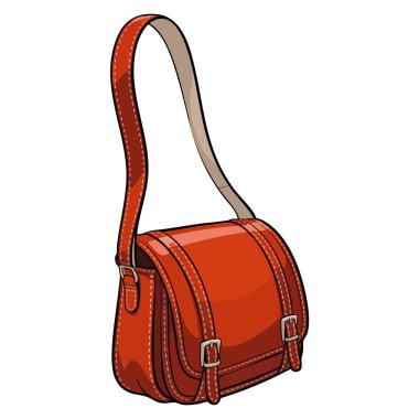 Kırmızı hipster çanta illüstrasyonu aksesuar markalaştırma tarzı sanat eserleri modern moda görselleri veya moda tasarım temaları için ideal vektör detaylarıyla hazırlandı