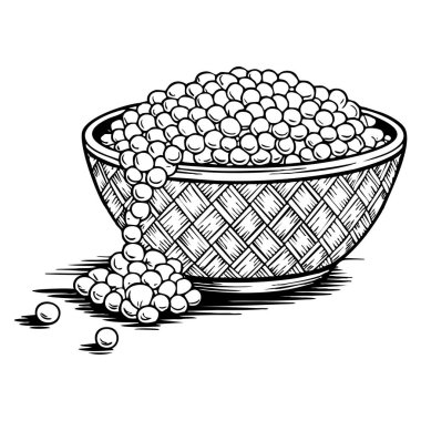 Kırmızı somon yumurtası taslak çizimi havyar deniz ürünleri lezzetli restoran menüsü mutfak dekorasyonu veya gurme temalı sanat eserleri için uygun izole edilmiş.