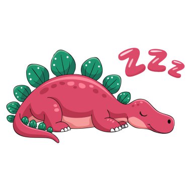 Uyuyan sevimli bebek dinozor çizgi film karakteri Raster çizimi beyaz arka planda izole edilmiş sanat eserleri sevimli hayvan temalı yaratıcı projeler.