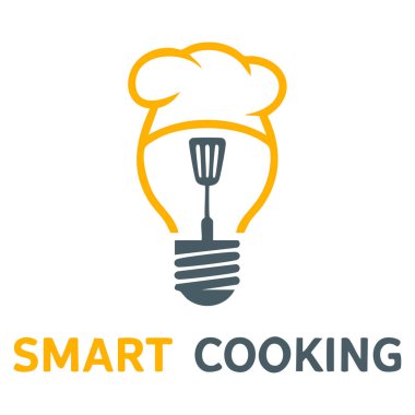 Özel yemek eğitimi için uygun şapka şefi sembolü kullanarak akıllı pişirme vektör logosu şablonu ve yaratıcı mutfak temalı marka kimliği