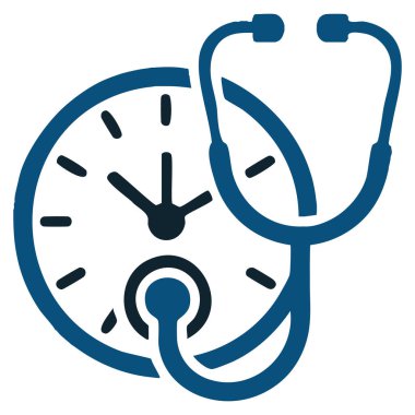Tıbbi zaman vektör logosundaki steteskop sembolü sağlık hizmetleri için mükemmel zamanlama kliniği tıbbi servis ve refah markası temaları için mükemmel.