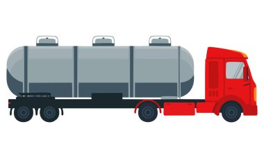 Taşımacılık, lojistik veya endüstriyel tasarım için uygun kimyasal sıvı vektör resimlemesi taşımak için petrol veya petrol içeren bir kamyon